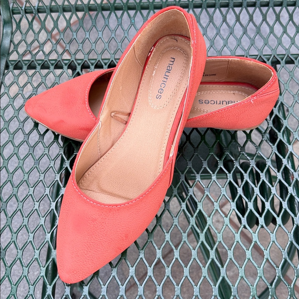 Maurices Vibrant Coral Pointed Flats